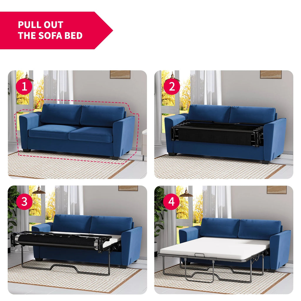 Mjkone Queen Pull Out Sofa Bed,Loveseat Sleeper Sofa with Mattress,2-in-1 Convertible Sleeper Couch,Dark Grey