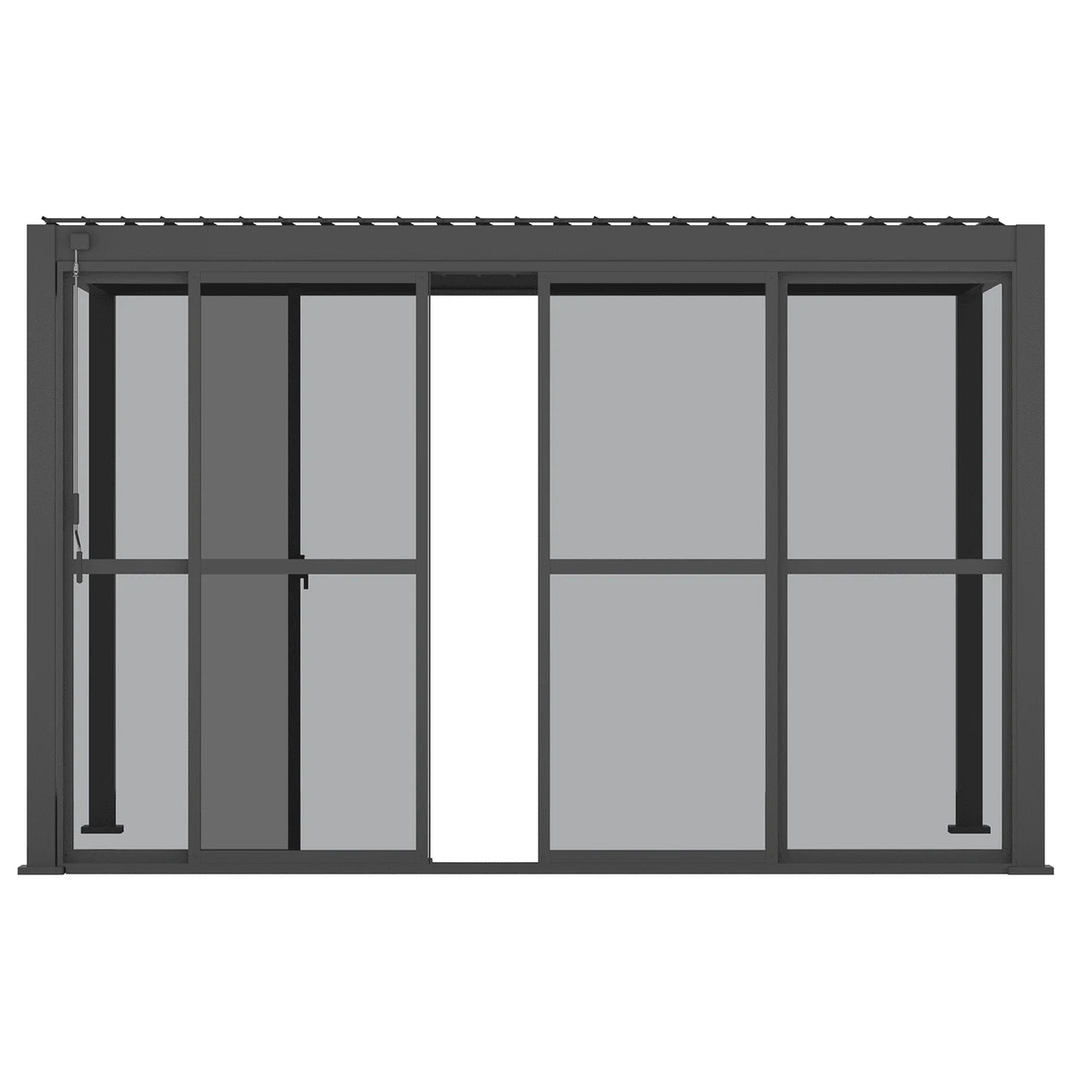 Mirador 111S Outdoor Pergola Aluminum Sliding Louver Door 13' Side, 4 Panels, Dark Grey(Not Pergola)