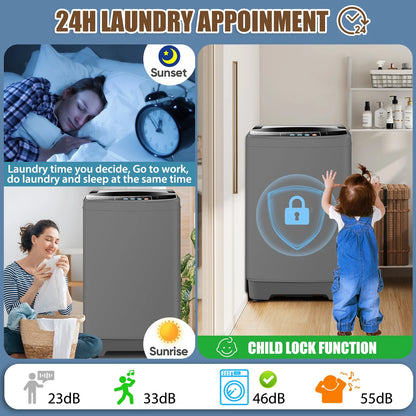 Veeboto 17.8lb Full Automatic Washing Machine, Compact Washing Machine with Drain Pump, Power Motor 20-Mins Quick Wash, LED Display, Washer and Dryer Combo Low Noise for Apartment Dorm Household