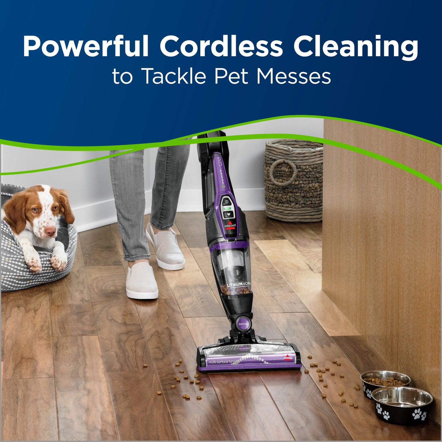 BISSELL PowerLifter Ion Pet Cordless Stick Vacuum, Carpet, Area Rugs, Hard Floor, Upholstery, 2 Way Fold Handle, Freestanding, Removeable Hand Vac, 3191, Purple