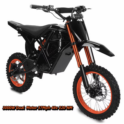 GT73 PRO 338 NM Electric Dirt Bike for Adults,3000W(Peak)Dual Motor 50Mph Max Speed,60V 50MPH 36.4AH Dual Battery Ebike,85 Miles Range, 25" Motorcycle Tires, All-Terrain for Mountain, Snow, UL2849