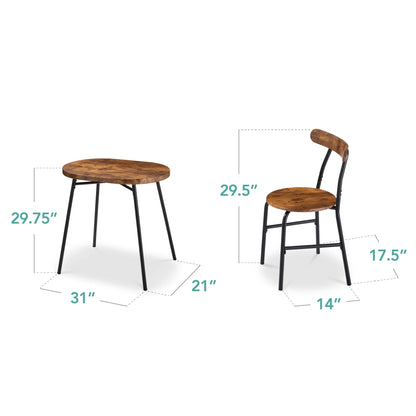 Best Choice Products 3-Piece Modern Oval Dining Table Set, Small Kitchen Dinette w/ 2 Chairs - Black/Black
