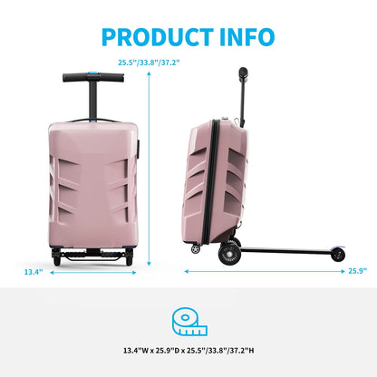 Muhub 2 in 1 Scooter Luggage for Kids and Adult,Foldable Ride on Suitcase with Wheels,Black