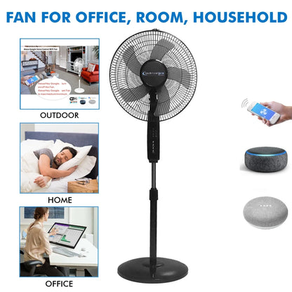 Technical Pro Smart WiFi 16 Inch Oscillating Pedestal Fan 3 Speed Black