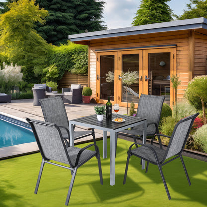 LAZY BUDDY Patio Chairs Set of 4, Stackable Outdoor Dining Chairs, Heavy Duty Breathable Chairs for Backyard, Garden, Lawn 330lbs