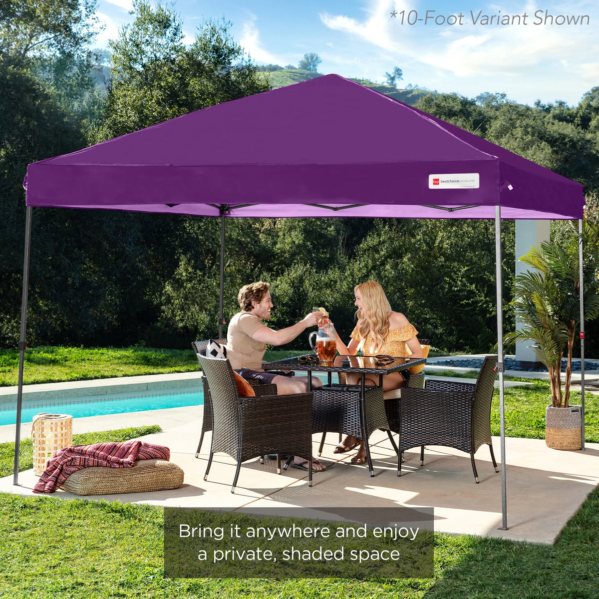 Best Choice Products 12x12ft Easy Setup Pop Up Canopy w/ 1-Button Setup, Wheeled Case, 4 Weight Bags - Navy Blue