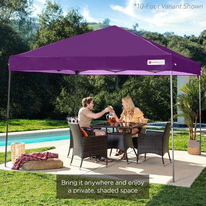 Best Choice Products 12x12ft Easy Setup Pop Up Canopy w/ 1-Button Setup, Wheeled Case, 4 Weight Bags - Navy Blue