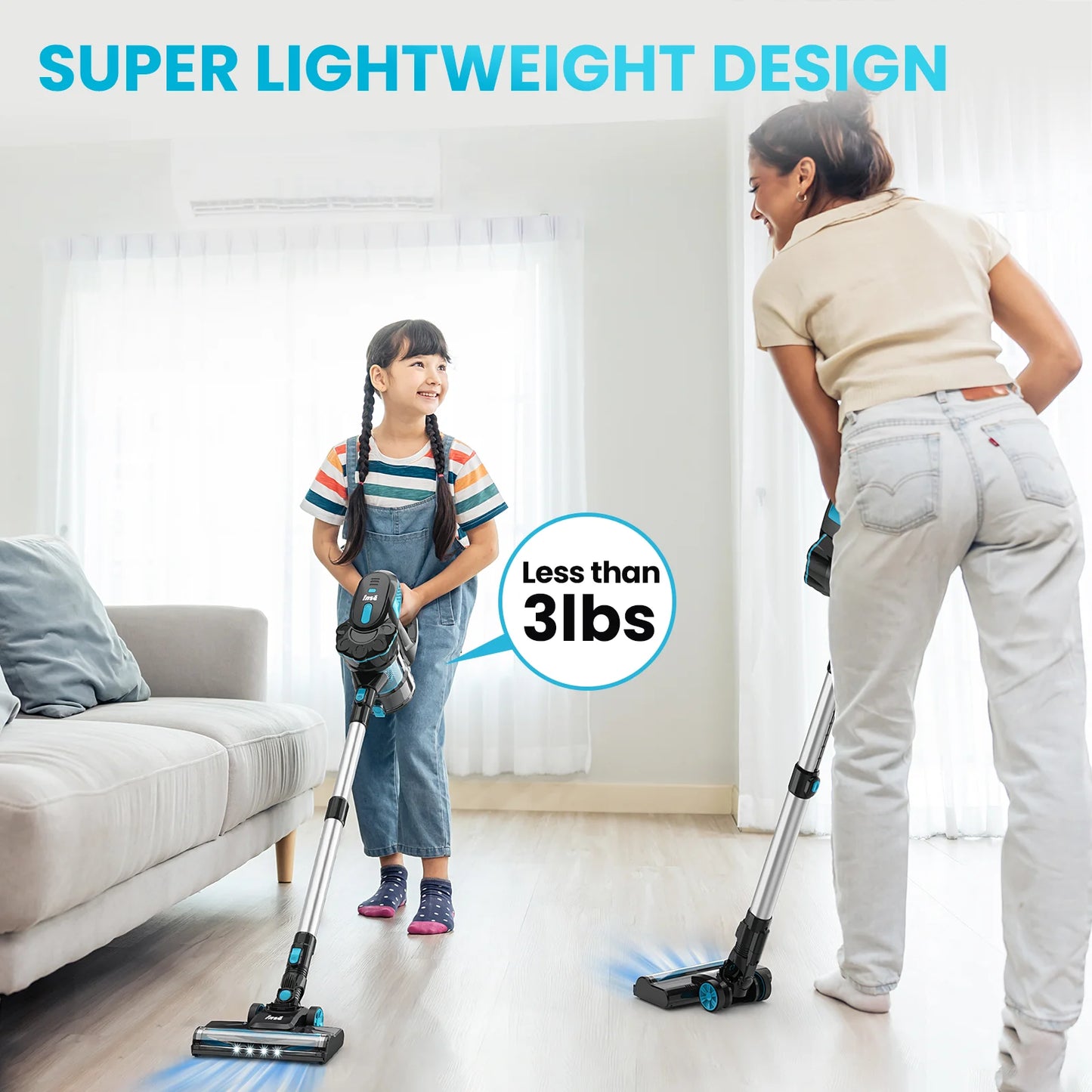 INSE Cordless Vacuum Cleaners, 6-in-1 Lightweight Stick Vacuum for Hardwood Floor Carpet Pet Hair, V770