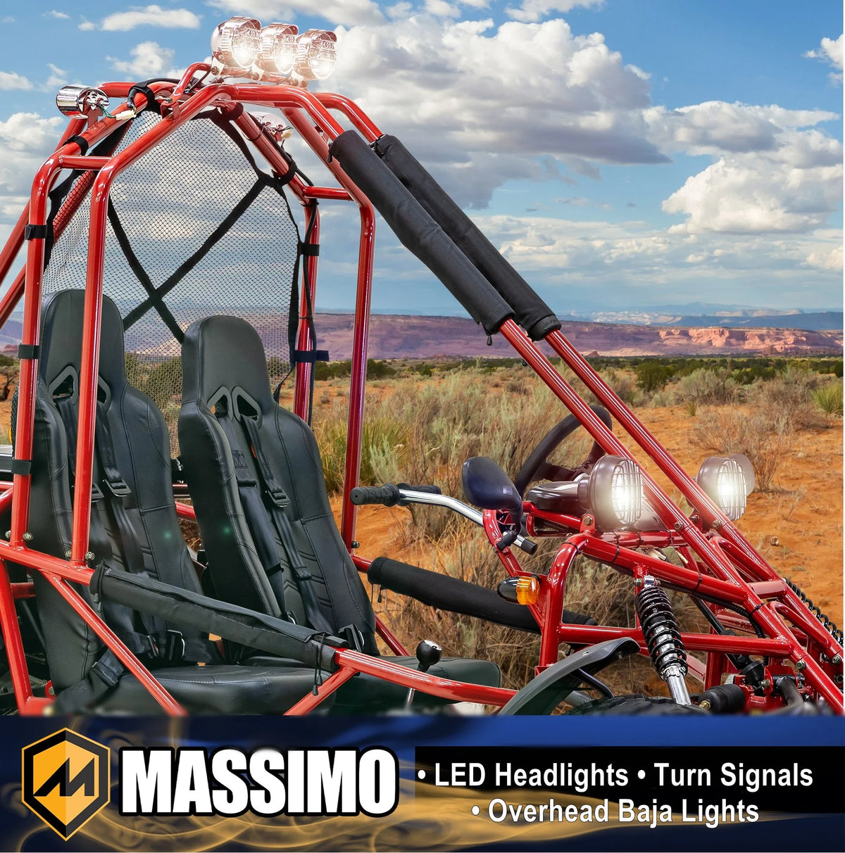 Massimo GKA 200 169cc EFI Adult Go Kart with 10HP Engine, 2WD Off-Road Go Cart, Dual Seats, Red