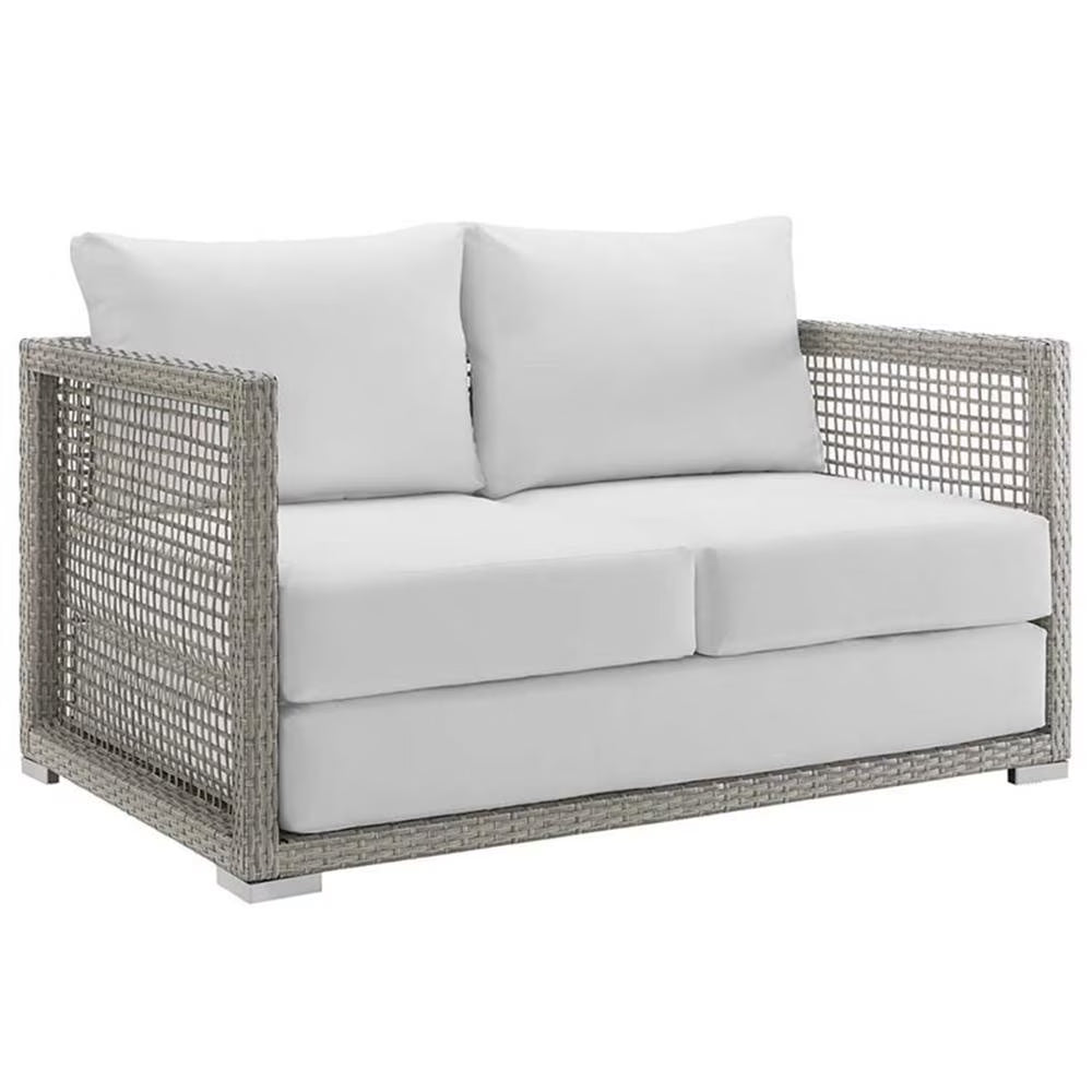 Afuera Living Wicker Patio Loveseat in Gray