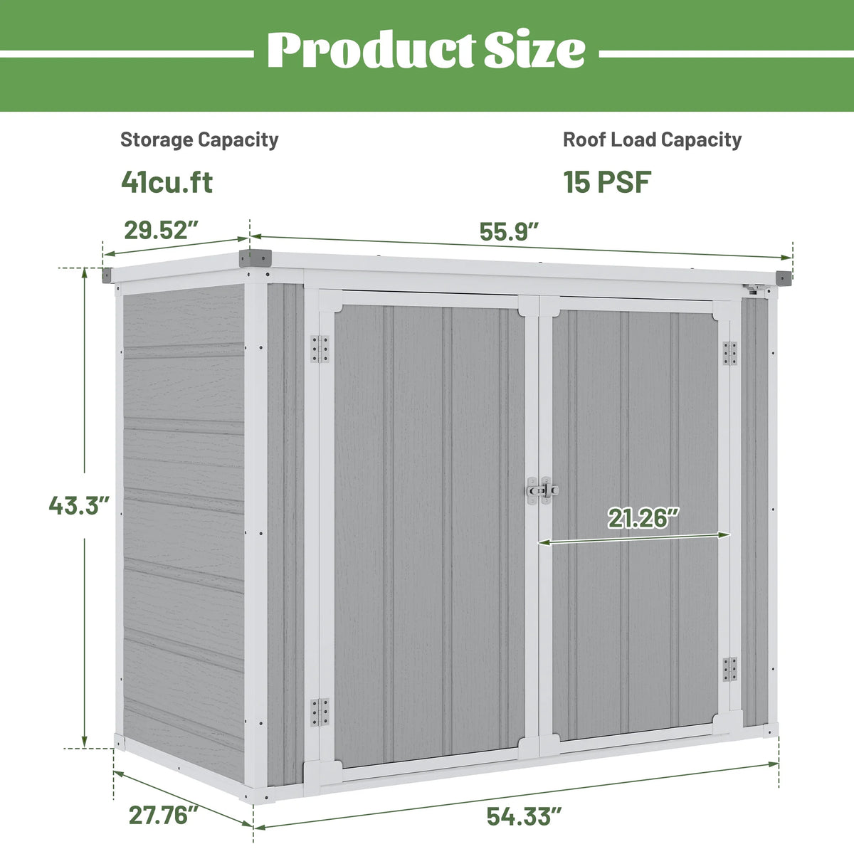 Enyopro 306Gal Outdoor Storage Shed, Horizontal Resin Shed, Resistant Tool Plastic Shed for Storage of Bike/Garbage Cans/Garden Tools/Lawn Mowers