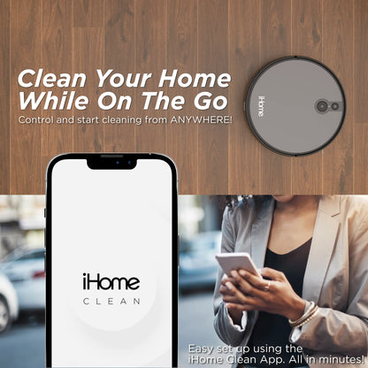 iHome AutoVac Juno Robot Vacuum, Mapping Technology, Strong Suction, 120 Min Runtime, App + Remote Control, New