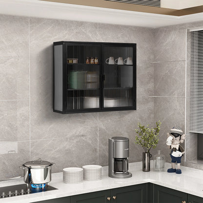 27.56"Modern Wall Cabinet with Glass Doors, Bathroom Cabinet with Featuring Three-tier Storage for Entryway Living Room, Bathroom or Dining Room, Mint Green