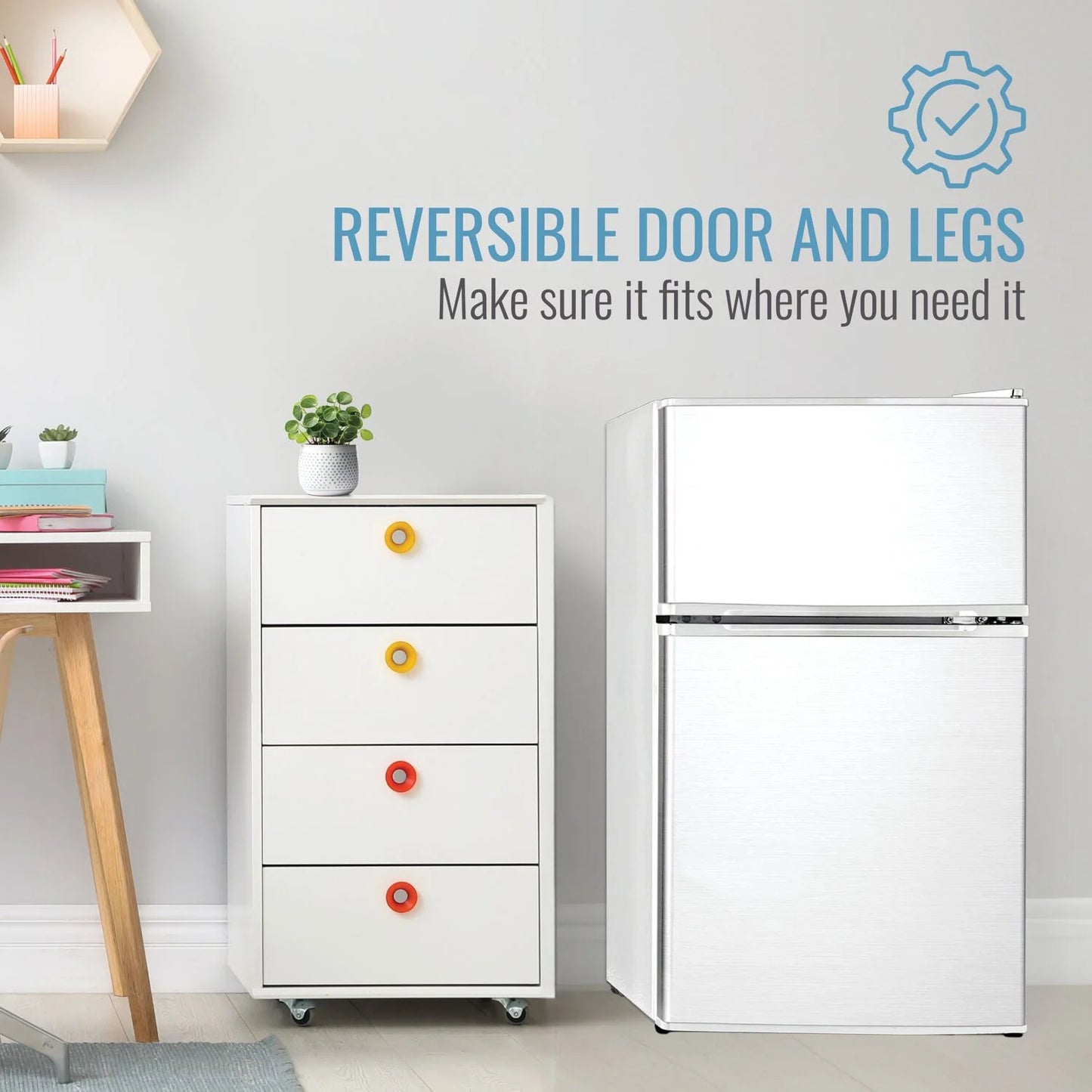 Keystone New Standard 3.1 Cu. ft. 18.5 in W Compact Standard Door Refrigerator/Freezer, White, KSTRC312CW