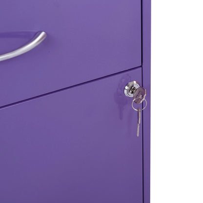 Osp Designs 3 Drawer Vertical Metal Lockable Filing Cabinet, Purple