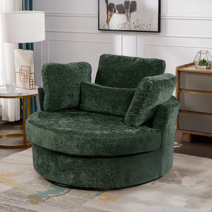 Muumblus Teddy Swivel Accent Barrel Chair, Modern Oversize Sherpa Comfy Round Reading Armchair for Living Room, Ivory