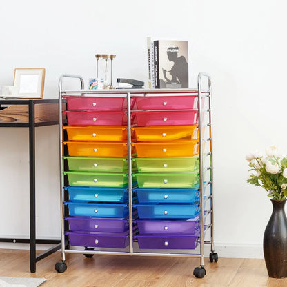 Gymax Office Rolling Cart 20 Storage Drawers Scrapbook Paper Studio Organizer Mutlicolor