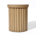 LuxenHome Wood Round Side Table, 19" Fluted End Table for Small Spaces, Mid Century Modern Wooden Accent Tables, Small Bedside Table, Couch Side Table, Nightstand for Living Room Bedroom Couch