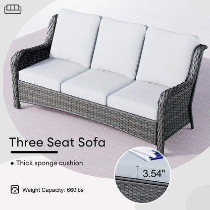 Ovios 8-Piece Wicker Outdoor Sectional Patio Set with Swivel Chairs and Loveseat, Gray