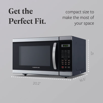 Farberware FMGZ09BKA 0.9 Cu. Ft. Microwave Oven, 900W, Digital Control, LED Display, 6 Cooking Presets, Black