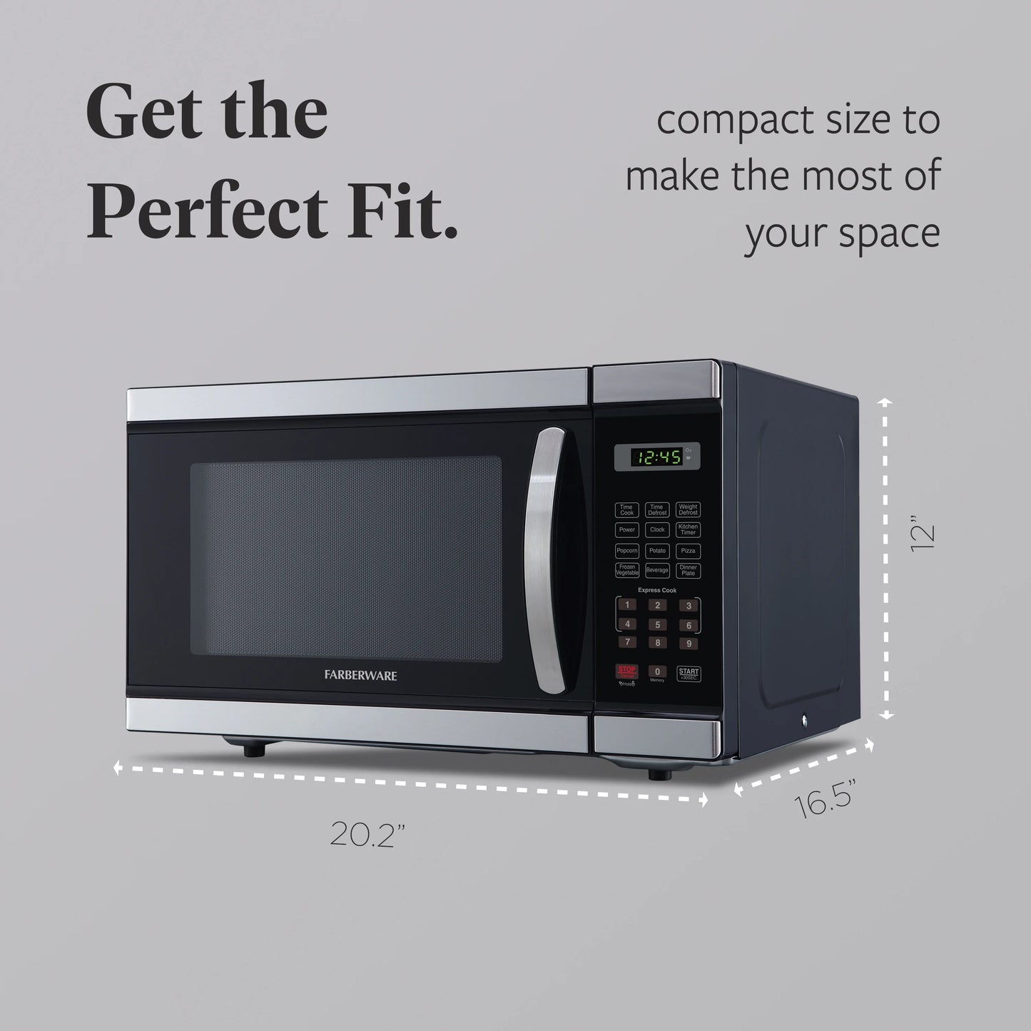 Farberware Countertop Microwave Ov 1100 Watts, 2.2 cu ft - Smart Sensor With LED Lighting and Child Lock - Perfect for Apartments and Dorms - Easy Clean Black Interior, Stainless Steel