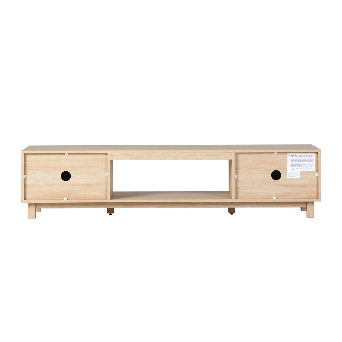Walker Edison Mid-Century Modern Reeded 2-Door TV Stand for TVs up to 80��, Coastal Oak