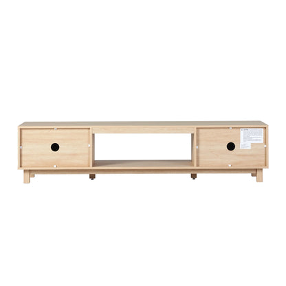 Walker Edison Mid-Century Modern Reeded 2-Door TV Stand for TVs up to 80��, Coastal Oak