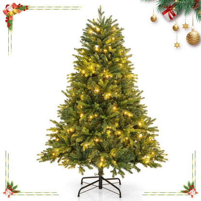 Costway 5 FT Pre-Lit Christmas Tree Hinged with 250 Multi-color Lights & 844 Branch Tips