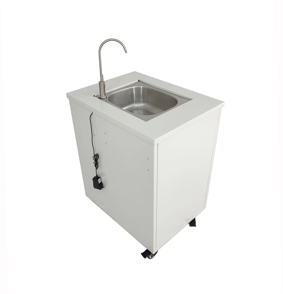 Cabinet Portable Sink Self Contained Hand Wash Station Mobile Sink Water Fountain Water Supply 110V/12V Powered Built-in Pump Water Jugs NOT included 24 X 18 X 30" CABINET SIZE 10094