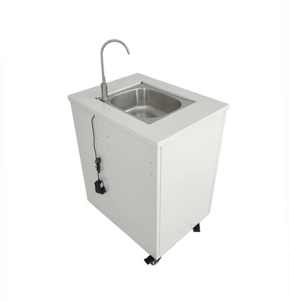 Cabinet Portable Sink Self Contained Hand Wash Station Mobile Sink Water Fountain Water Supply 110V/12V Powered Built-in Pump Water Jugs NOT included 24 X 18 X 30" CABINET SIZE 10094