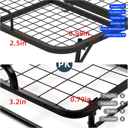 Full Size Folded Bed with Mattress, 75" x 54" Folding Bed, Twin Bed, Rollaway Bed Guest Bed for Adults with Sturdy Frame