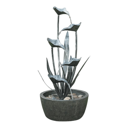 Hi-Line Gifts 35.5" Gray and Brown Outdoor Garden Plant Fountain
