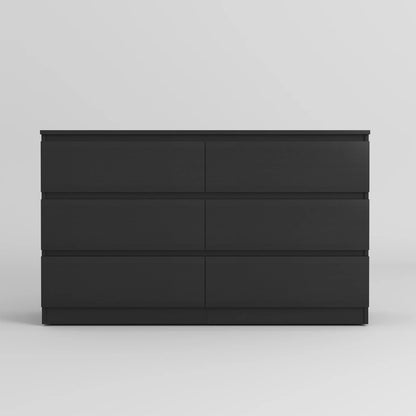 Resenkos Modern Mid Century 6 Drawer Wide Dressers Chests for Bedroom, Chest of Drawer Organizer Grey