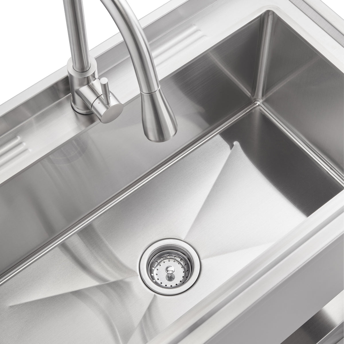 TRINITY 30' x 14' Basin Stainless Steel Utility Sink with Pull-down Faucet
