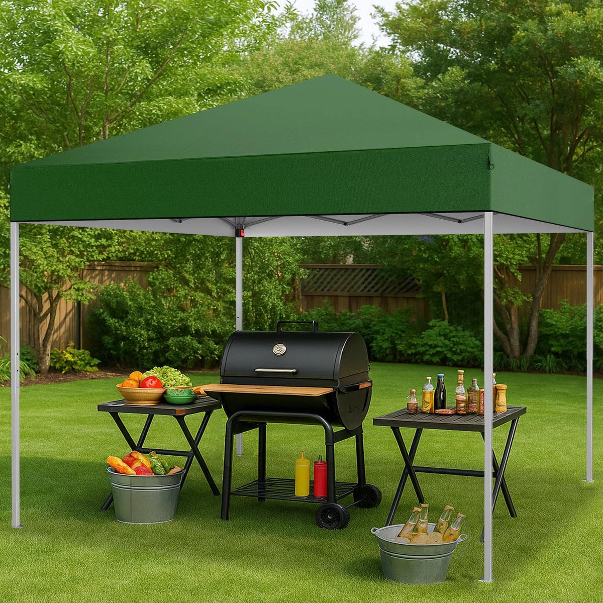 GVDV Canopy Tent, 10x10 ft Easy Pop up Outdoor Canopy Tent, Portable Straight Leg Gazebo Instant Canopy, Blue