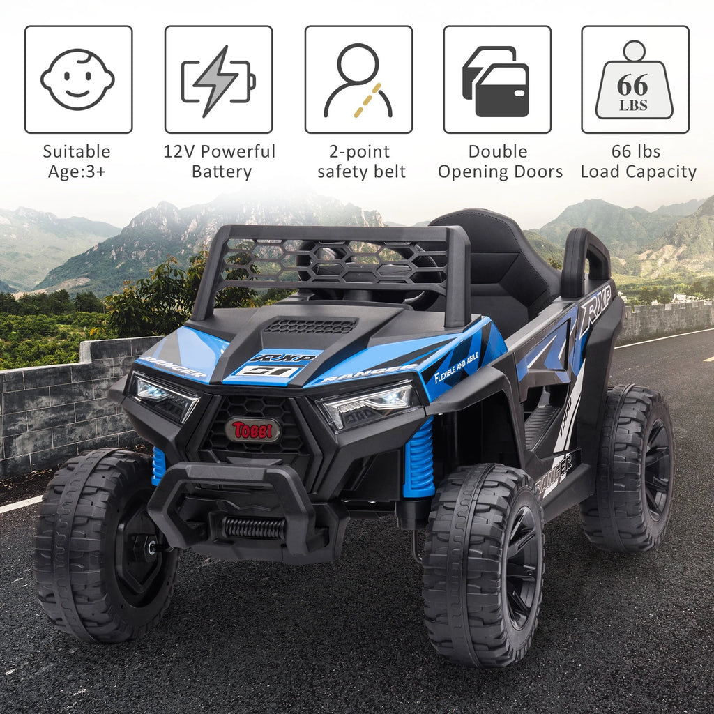 TOBBI 12V Kids Electric off-Road UTV Truck Car Battery Powered Ride on Toys for Girls with LED Headlights, Music, Horn