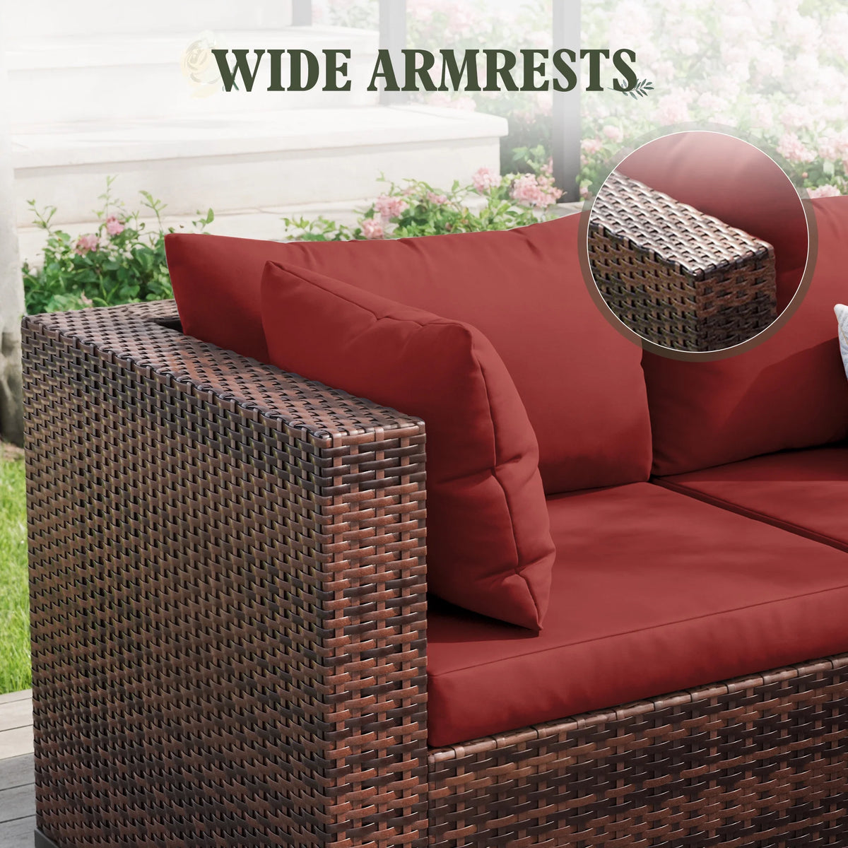 7 Pieces Patio Conversation Set, Outdoor Sectional PE Rattan Wicker Furniture Seat,Dark Gray