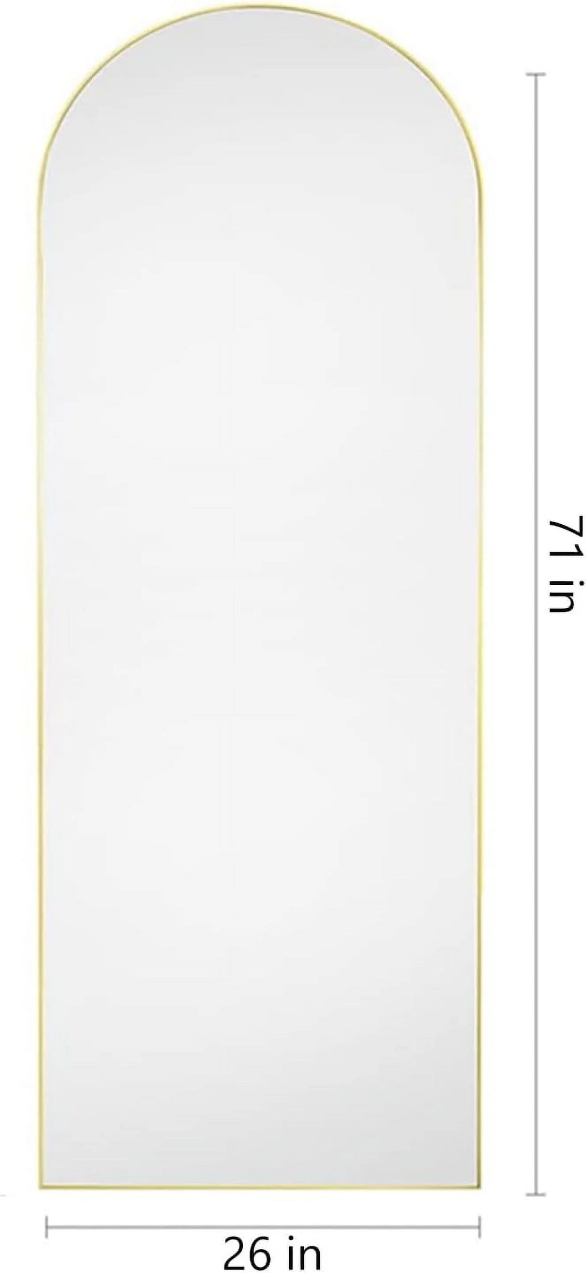 Arched Full Length Mirror, 71"x26" Large Floor Standing Body Mirror with Stand, Gold