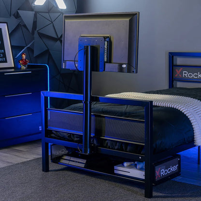 X Rocker Basecamp Gaming Bed Frame with Storage, Black, Twin, Childre, Teen, 42.8" H