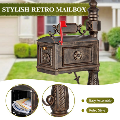 Betisef Large Cast Aluminum Mailbox Barcelona Decorative Post Mail Box Combination Stratford Heavy Duty