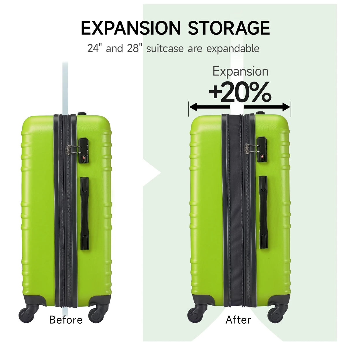 3 Piece Luggage Sets Hard Shell Suitcase Set with Spinner Wheels for Travel Trips Business 20" 24" 28", Rose Gold