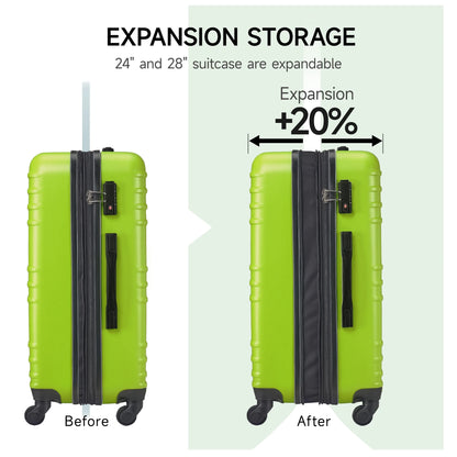 3 Piece Luggage Sets Hard Shell Suitcase Set with Spinner Wheels for Travel Trips Business 20" 24" 28", Rose Gold