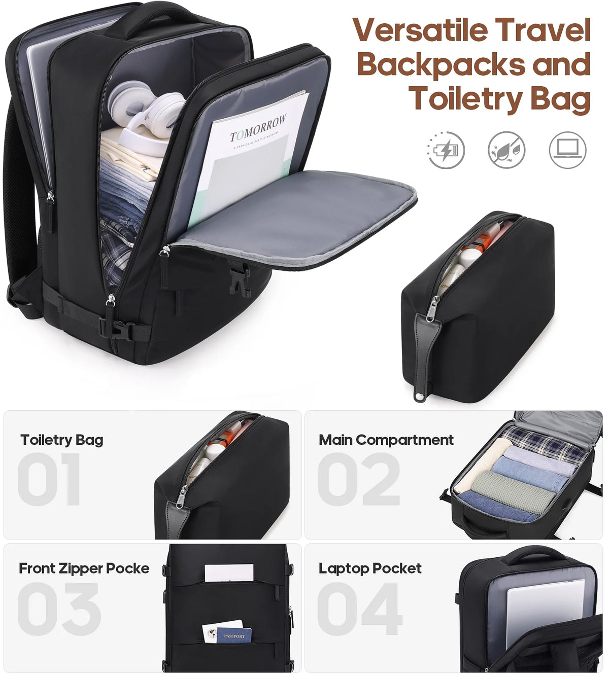 MIUSSE Luggage Sets 3 Piece, 20 Inch Carry On Luggage with Wheels, 100% PC Hardshell Suitcase with TSA Lock, Carry On Suitcases Airline Approved With Travel Backpack for Men Women