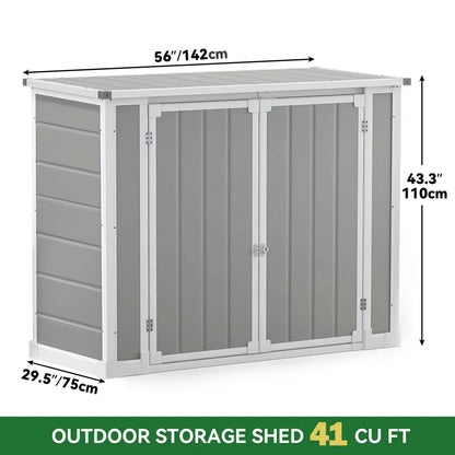 Seizeen Shed and Outdoor Storage, 41 Cu.Ft Small Outdoor Resin Shed with 3 Doors & Floor, 306GAL Deck Box Waterproof Plastic Tool Storage Shed for Cushion Lawn Mower Garbage Cans