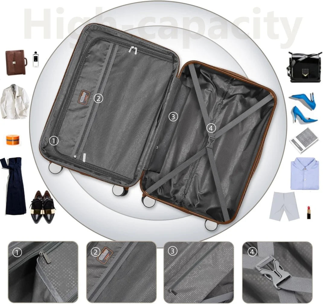 6-Piece Hardshell Luggage Set with Expandable Spinner Suitcases & TSA Lock, 25% Extra Capacity, Duffel Bag & Toiletry Kit, Cream ABS Suitcases