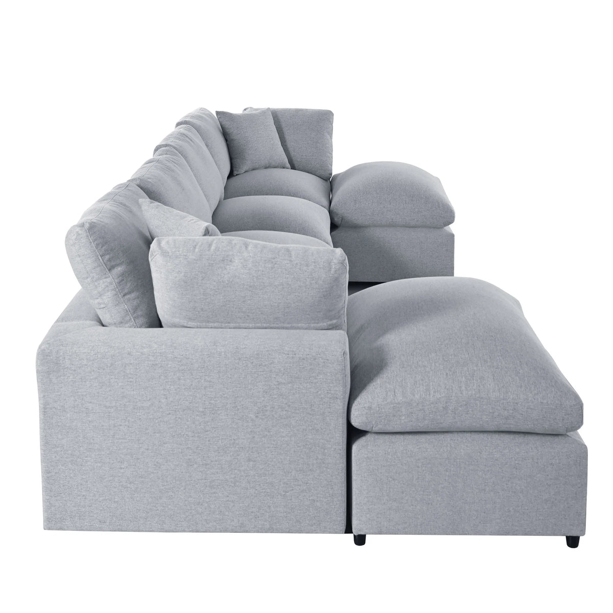 Harper & Bright Designs Convertible Modular Sectional Sofa with 2 Removable Ottomans & Pillows, Large U Shape Cloud Couch with Reversible Chaise for Living Room, Grey