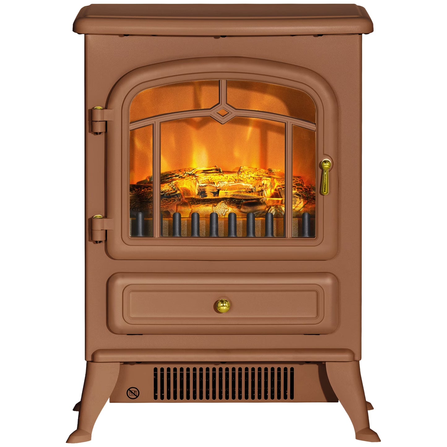 HOMCOM Electric Fireplace Heater with Realistic LED Flames Beige