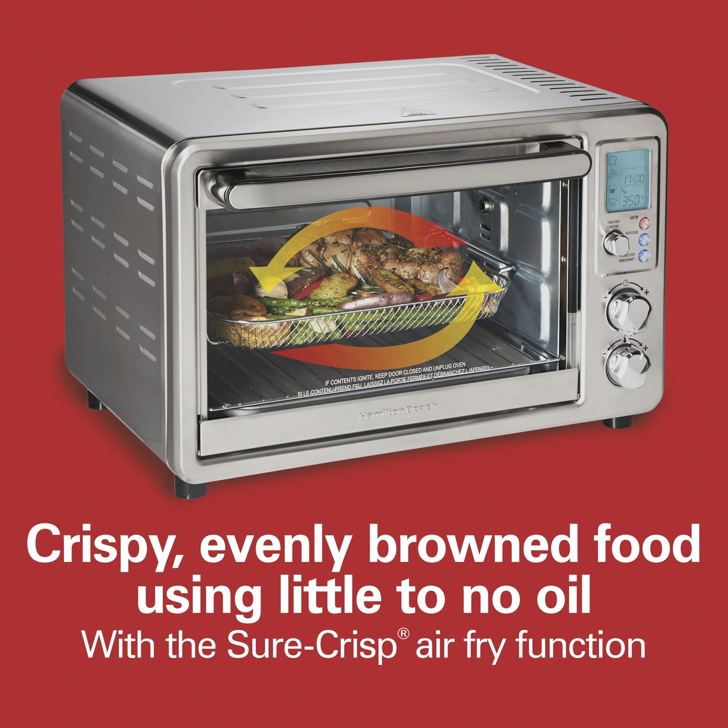 Hamilton Beach Sure-Crisp 6 Slice Countertop Toaster Oven with Sure-Crisp Air Fryer Function, Stainless Steel