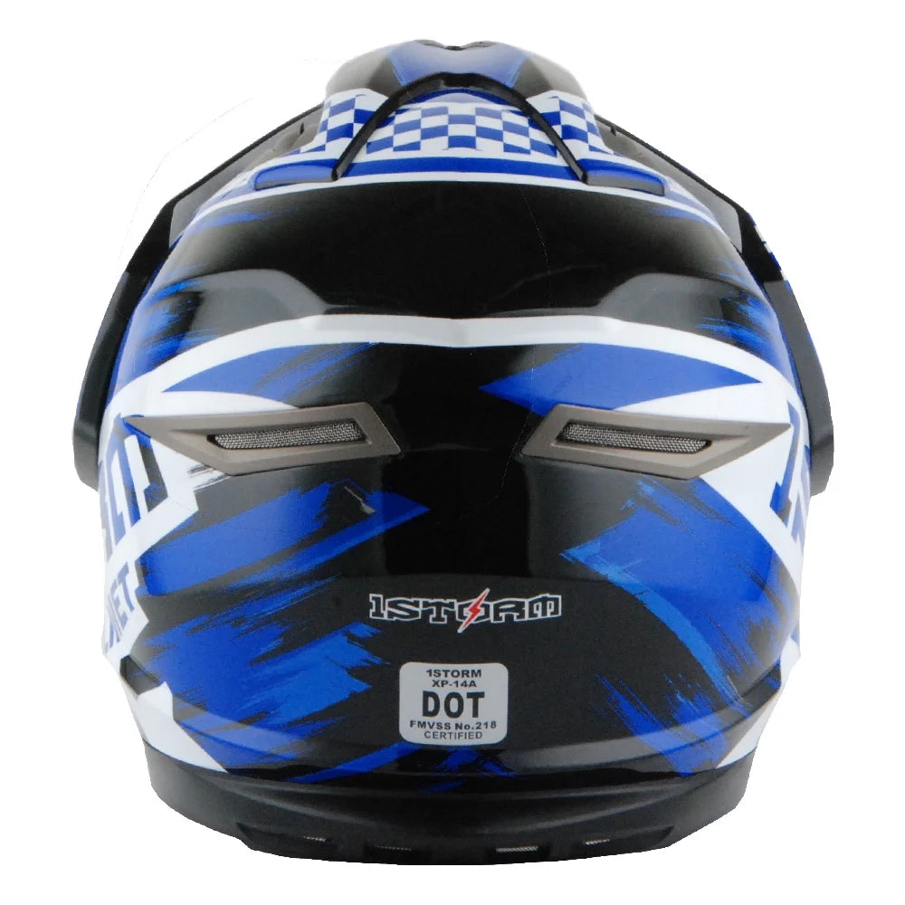 1Storm Dual Sport Helmet Motorcycle HGXP14A Full Face Motocross Off Road Bike + Motorcycle Bluetooth Headset: Matt Black