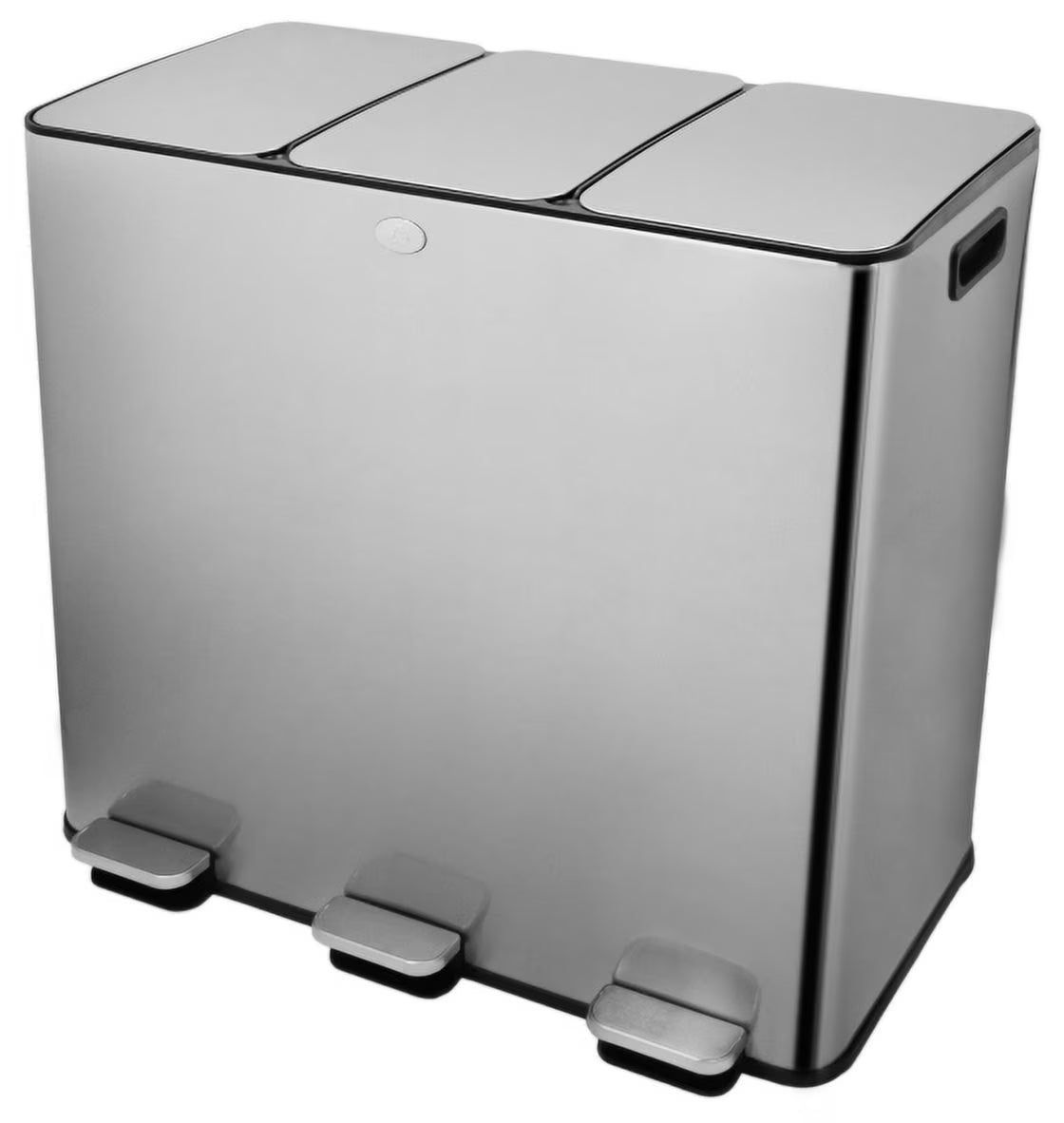 3 x 8 Gallon Kitchen Trash Can,Triple Trash Can with Lid 90 Liters,Stainless Steel 3 Compartment Trash and Recycle Bin Combo with Separated Lid and Foot Pedal Trash Can,Silver,24 Gallon Total